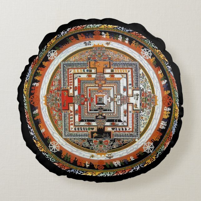 Kalachakra Mandala Round Cushion (Front)