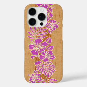 Kalaheo Hawaiian Hibiscus Tapa Faux Wood iPhone 16 Pro Case