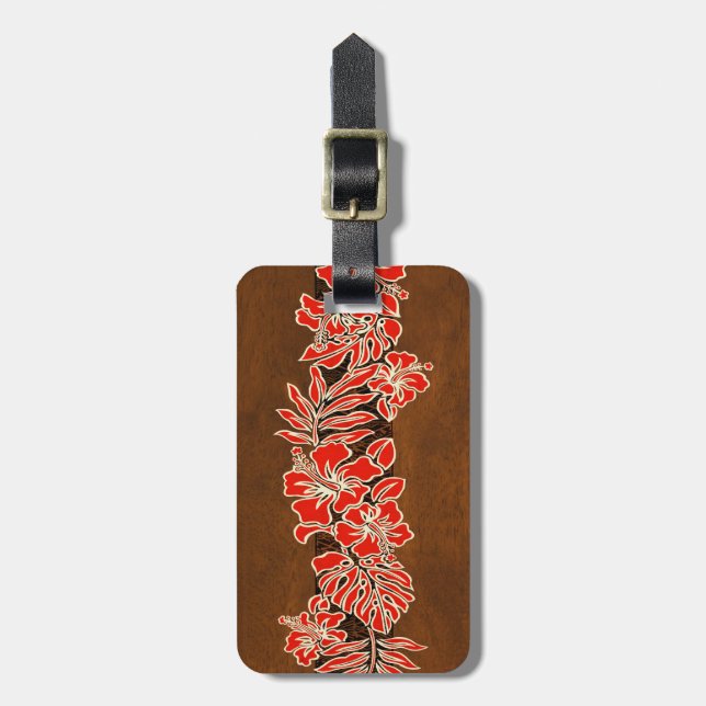 Kalaheo Hawaiian Hibiscus Tapa Luggage Tags (Front Vertical)