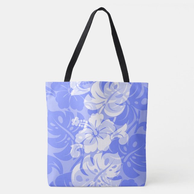 Kalakaua Border Hawaiian Hibiscus Beach Bag (Front)