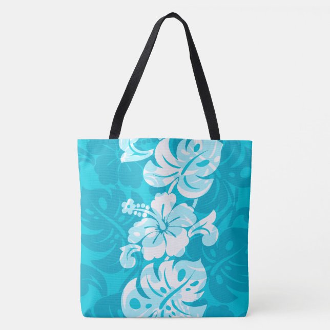 Kalakaua Border Hawaiian Hibiscus Beach Bag (Front)