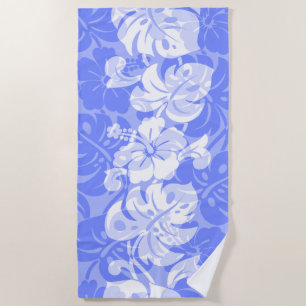 Kalakaua Border Hawaiian Hibiscus - Periwinkle Beach Towel