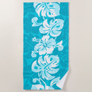 Kalakaua Border Hawaiian Hibiscus - Turquoise Beach Towel