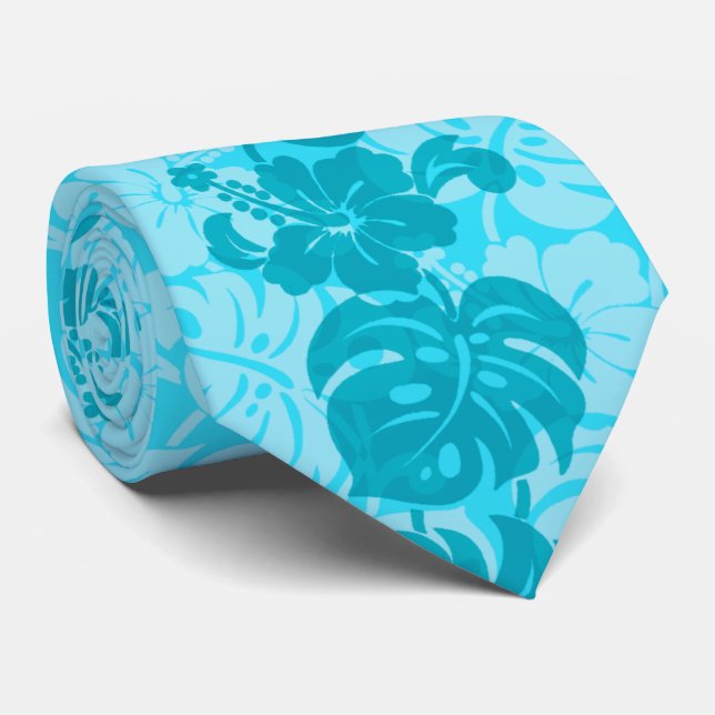 Kalakaua Border Hawaiian Hibiscus Two-side Printed Tie (Rolled)