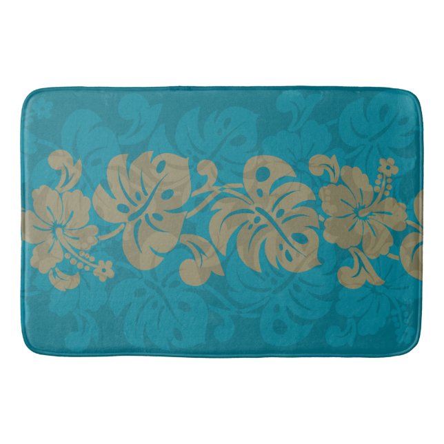 Kalakaua Hawaiian Hibiscus Border KL303 Bath Mat (Front)