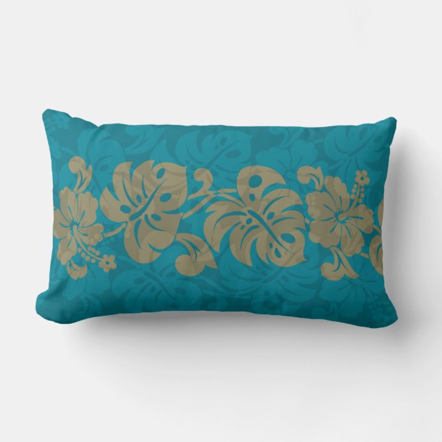 Kalakaua Hawaiian Hibiscus Border KL303 Lumbar Cushion (Front)