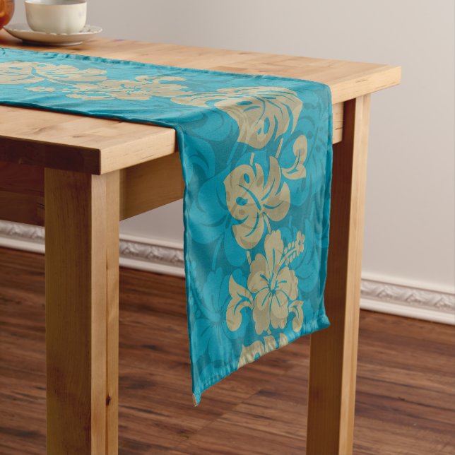 Kalakaua Hawaiian Hibiscus Border KL303 Short Table Runner (In Situ)