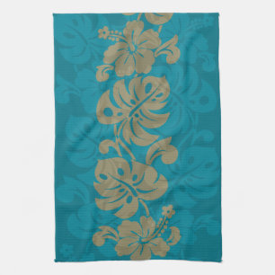 Kalakaua Hawaiian Hibiscus Border KL303 Tea Towel