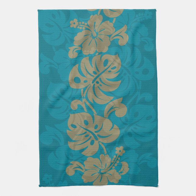Kalakaua Hawaiian Hibiscus Border KL303 Tea Towel (Vertical)