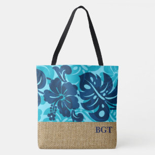 Kalakaua Hawaiian Hibiscus Monogram Beach Bag