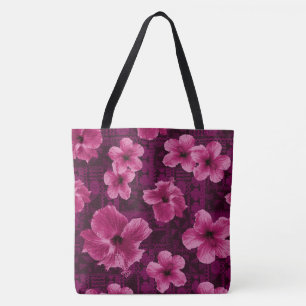 Kalalau Tapa Tropical Hawaiian Hibiscus Beach Bag