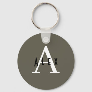 Kalamata Green Modern Custom Monogram Key Ring