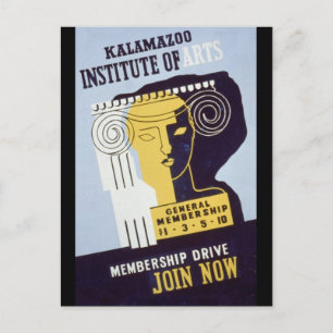 Kalamazoo Institute of Arts  - WPA Poster - Postcard