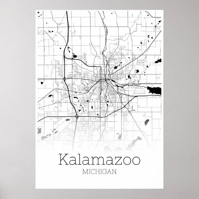 Kalamazoo Map - Michigan - City Map Poster (Front)