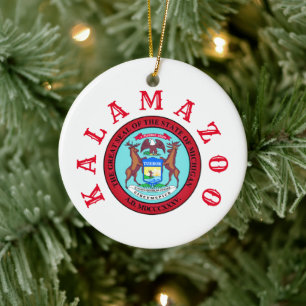 Kalamazoo, Michigan Ceramic Tree Decoration