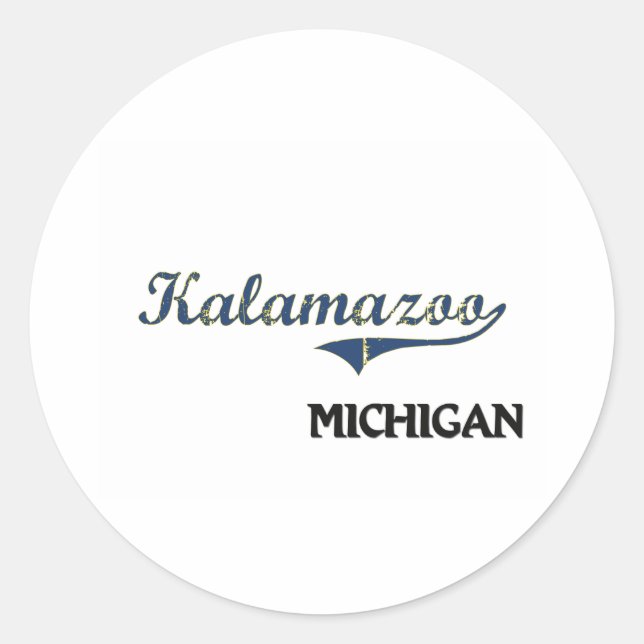 Kalamazoo Michigan City Classic Round Sticker (Front)
