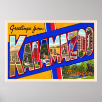 Kalamazoo Michigan Vintage Large Letter Postcard