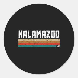 Kalamazoo Retro Vintage Gift Men Women Kids Classic Round Sticker
