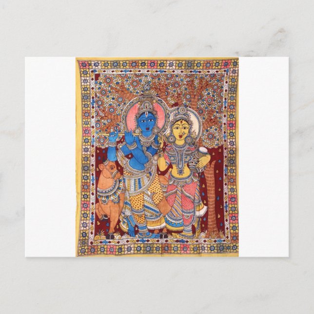 KALAMKARI RADHA KRISHNA PAINTING POSTCARD (Front)