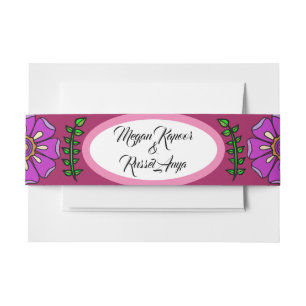 Kalamkari Wedding Flowers Invitation Belly Band