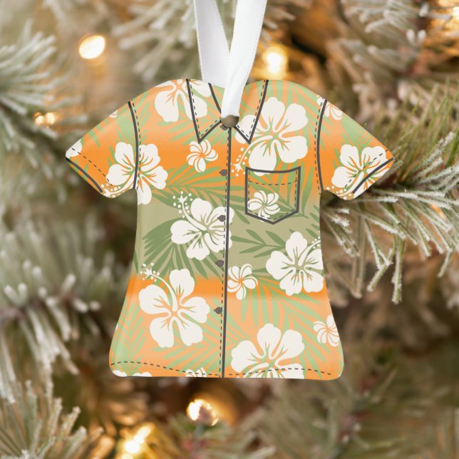 Kalani Tie Dye Blend Tropical Hibiscus Aloha Shirt Ornament (Tree)