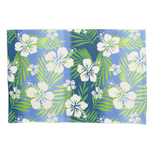 Kalani Tie Dye Blend Tropical Hibiscus - Blue Pillowcase
