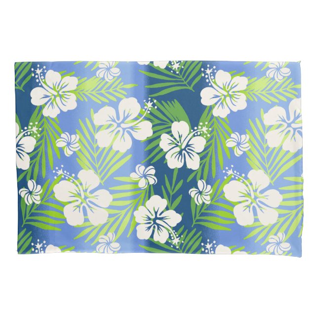 Kalani Tie Dye Blend Tropical Hibiscus - Blue Pillowcase (Front)