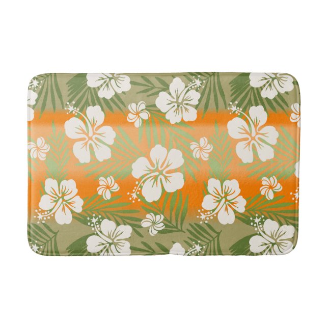 Kalani Tie Dye Blend Tropical Hibiscus - Orange Bath Mat (Front)