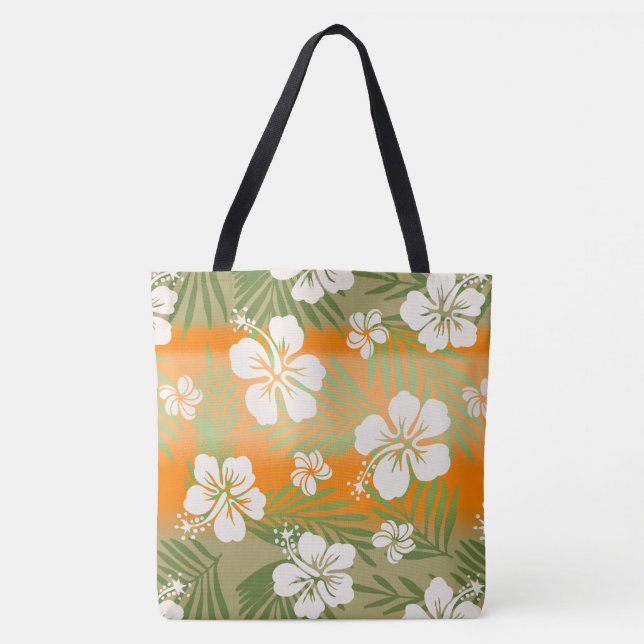 Kalani Tie Dye Blend Tropical Hibiscus - Orange Tote Bag (Front)