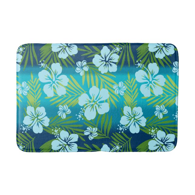 Kalani Tie Dye Blend Tropical Hibiscus - Teal Bath Mat (Front)