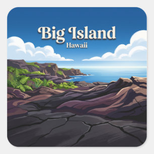 Kalapana Lava Fields Hawaii Square Sticker