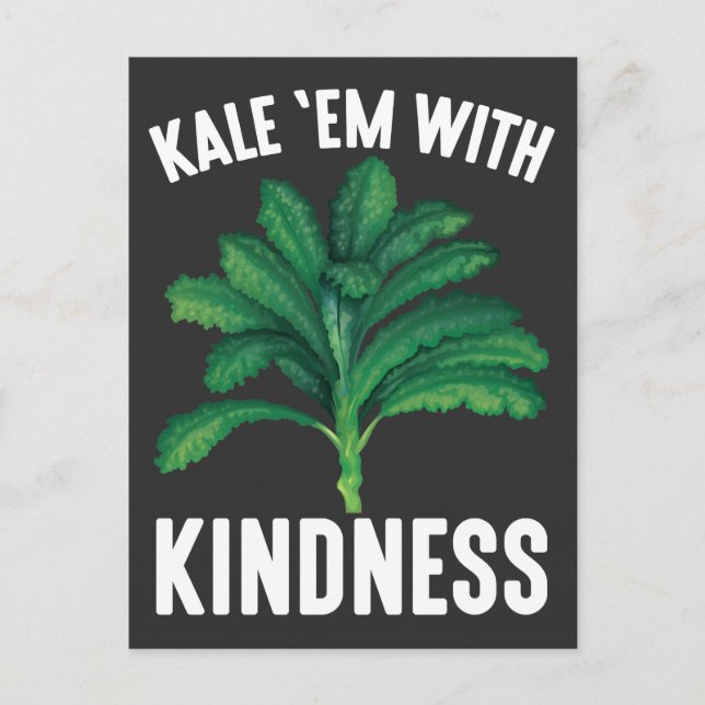 Kale Em With Kindness Green Veggies Vegan Pun Postcard (Front)