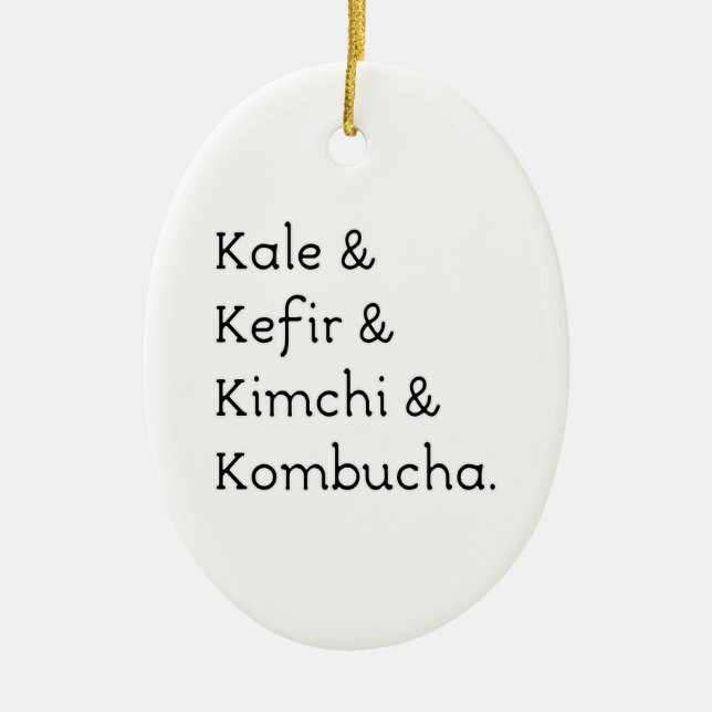Kale Kefir Kimchi Kombucha Ceramic Tree Decoration (Front)