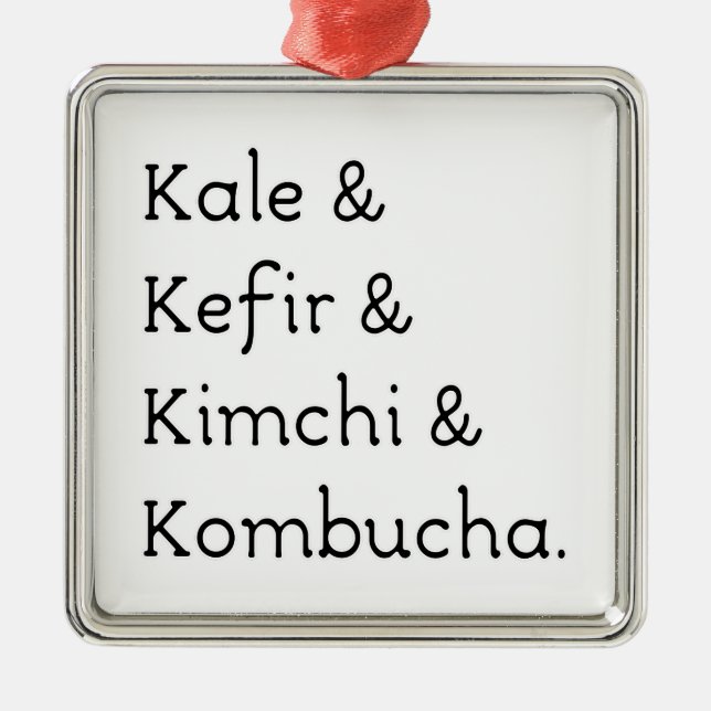 Kale Kefir Kimchi Kombucha Metal Tree Decoration (Front)