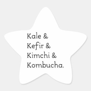 Kale Kefir Kimchi Kombucha Star Sticker