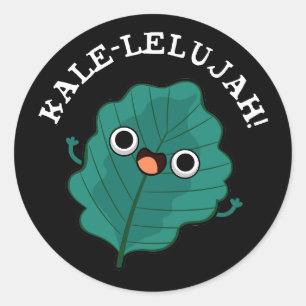 Kale-lelujah Funny Veggie Kale Pun Dark BG Classic Round Sticker