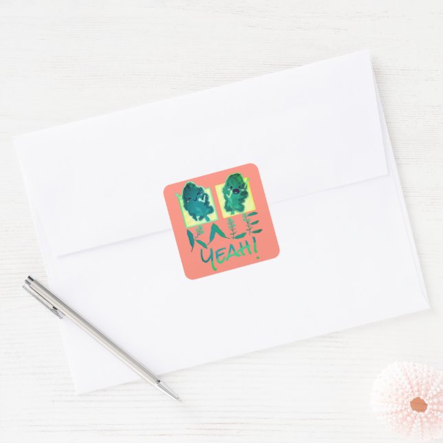 Kale Yeah - Punny Garden Card Square Sticker (Envelope)