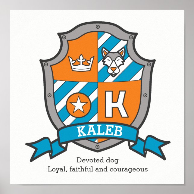 Kaleb boys K name meaning orange crest dog poster (Front)