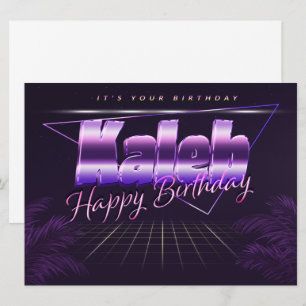 Kaleb Name Vorname lila retro Karte Geburtstag Card