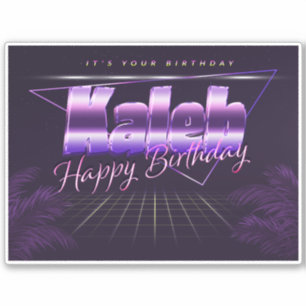 Kaleb Name Vorname lila retro Sticker Geburtstag
