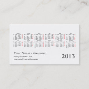 kaleidoscope 2013 pocket calendar business card