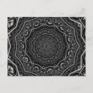 Kaleidoscope 5 black & white geometric pattern postcard