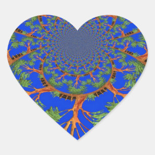 Kaleidoscope Acacia Tree Art Print/Graphic Heart Sticker