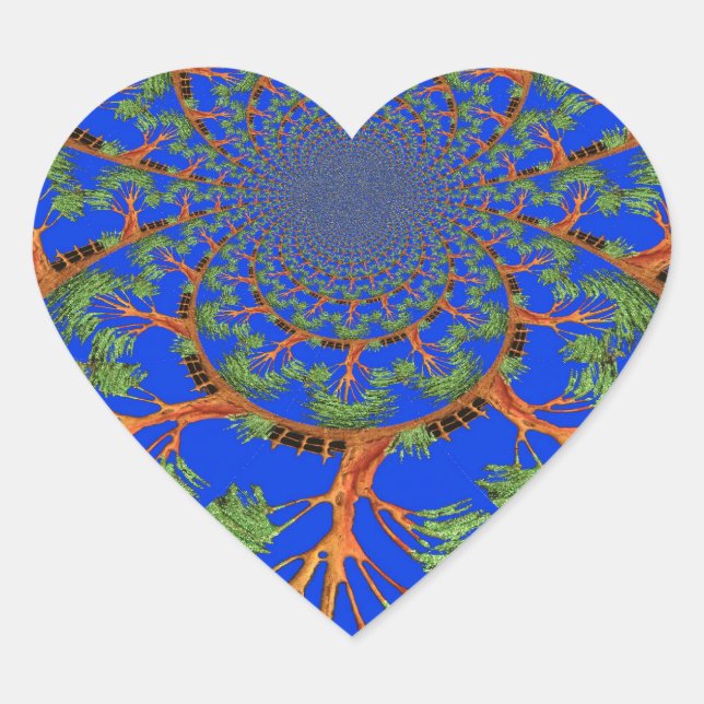 Kaleidoscope Acacia Tree Art Print/Graphic Heart Sticker (Front)