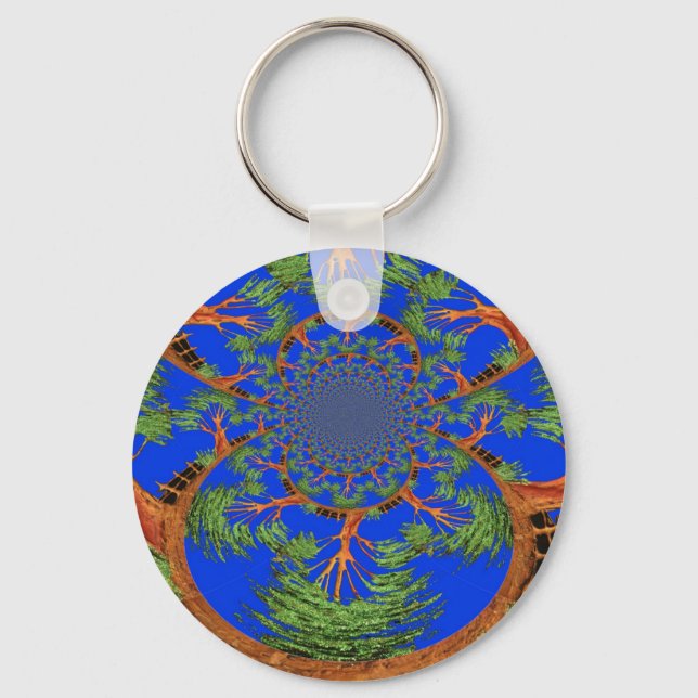 Kaleidoscope Acacia Tree Art Print/Graphic Key Ring (Front)