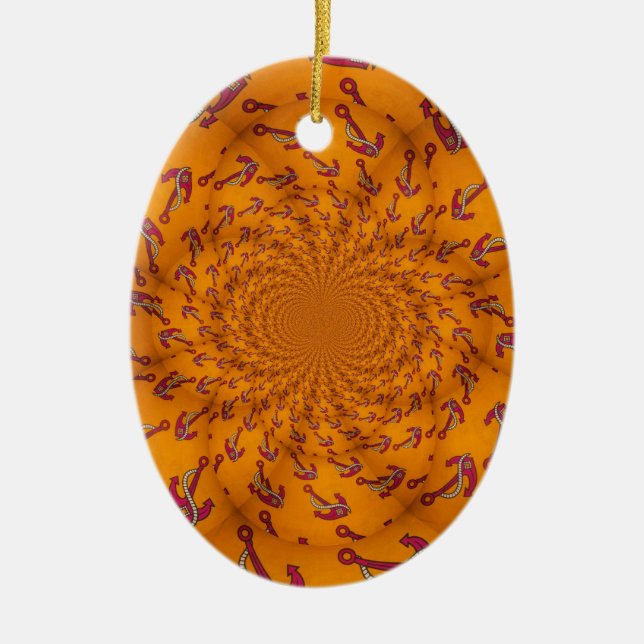 Kaleidoscope Anchor Art Print Ceramic Tree Decoration (Front)