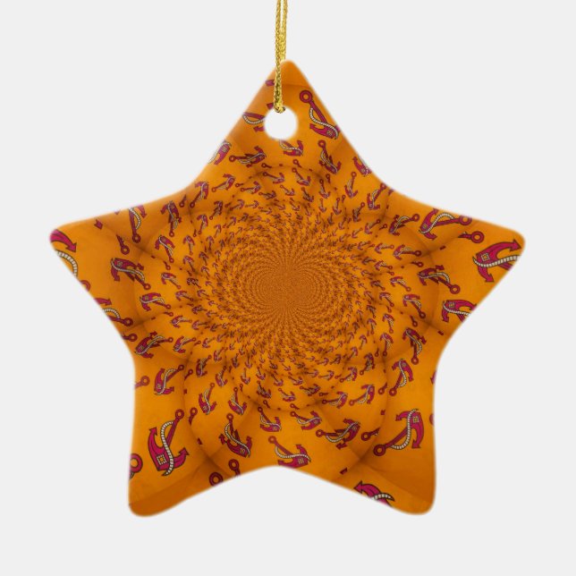 Kaleidoscope Anchor Art Print Ceramic Tree Decoration (Front)