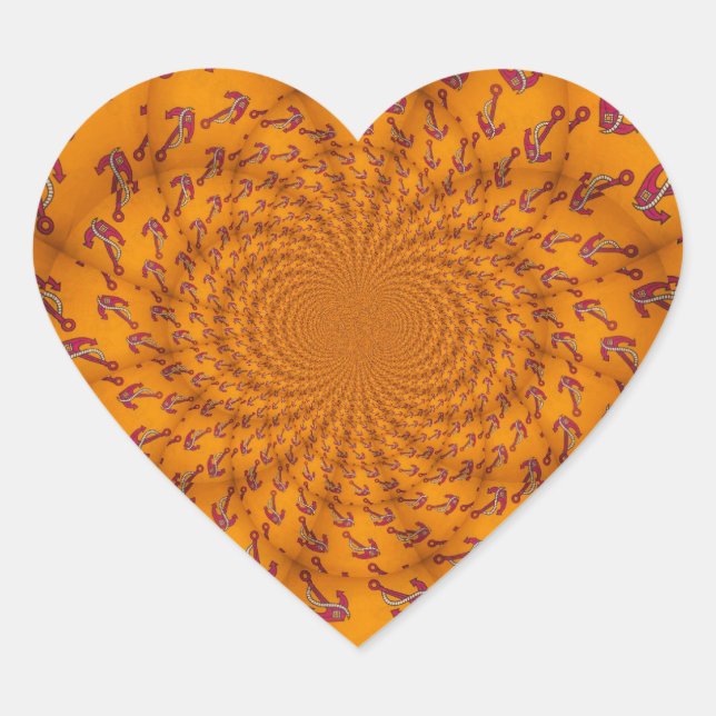 Kaleidoscope Anchor Art Print Heart Sticker (Front)