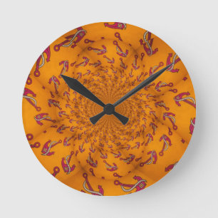 Kaleidoscope Anchor Art Print Round Clock