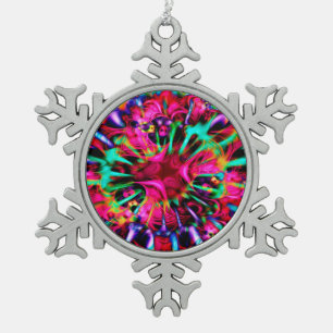 Kaleidoscope Apophysis Fractal Art - I Snowflake Pewter Christmas Ornament